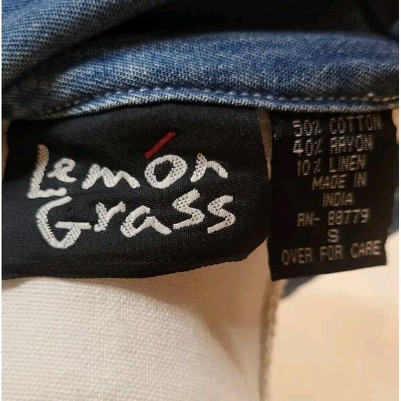 Lemon Grass‎ Size Small Full Zip Collared Beige Linen Blend Top - Picture 6 of 7